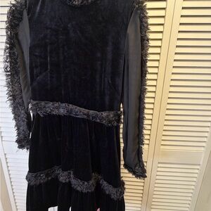 Tyler Boe Black Velvet Dress with Textured Trim